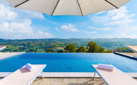 Casa Leonarda 8+2: Blue, Swimming Pool, Resort, Outdoor Furniture, Leisure, Eco Hotel, Sunlounger, Umbrella, Landscaping, Chair
