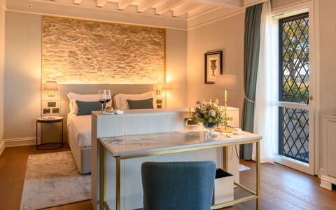 Santa Maria Maddalena 10: Interior Design, Furniture, Bedroom, Ceiling, Flooring, Textile, Floor, Bed, Room, Lighting