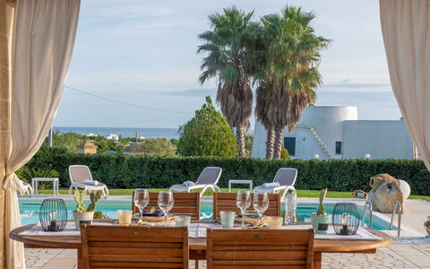 Villa Serena 4: Blue, Furniture, Outdoor Furniture, Swimming Pool, Resort, Chair, Shade, Umbrella, Eco Hotel, Landscaping
