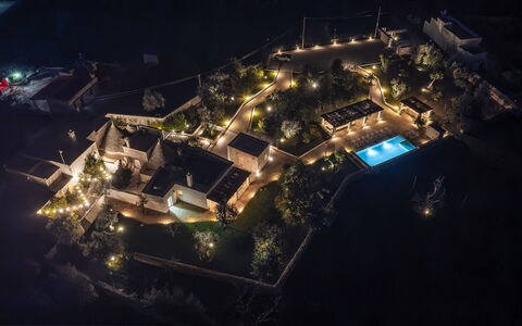 Opuntia Trulli e Lamie 10: Swimming Pool, Night, Resort, Residential Area, Midnight, Landscape Lighting, Estate, Eco Hotel, Hotel