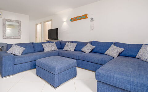 Villa Typha 10: Furniture, Couch, Interior Design, Floor, Flooring, Apartment, Home, Living Room, Room