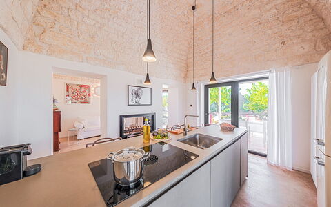 Borgo Dell'Agrumeto 8: Kitchen, Interior Design, Flooring, Countertop, Ceiling, Light Fixture, Floor, Lighting, Furniture, Kitchen Appliance