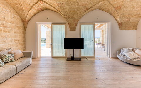Villa Porta Azzurra 6+2: Flooring, Floor, Furniture, Interior Design, Ceiling, Wood Flooring, Chair, Living Room, Wood Stain, Hardwood