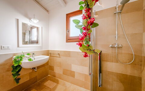 Masseria Samali 14+4: Bathroom, Plumbing Fixture, Flooring, Interior Design, Floor, Plumbing, Tap, Bathroom Sink, Houseplant, Flowerpot