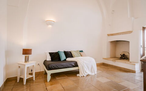 Masseria Samali 14+4: Flooring, Furniture, Interior Design, Floor, Ceiling, Lighting, Room, Wood Flooring, Bedroom, Bed