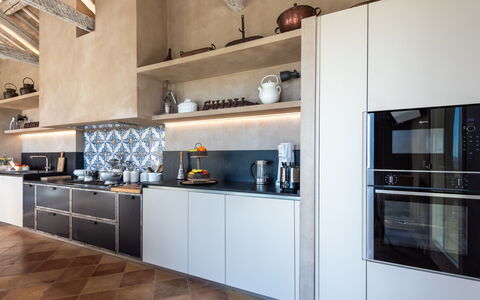 Villa Dianella 8+2: Kitchen, Interior Design, Countertop, Kitchen Appliance, Furniture, Flooring, Cabinetry, Kitchen Stove, Major Appliance, Ceiling