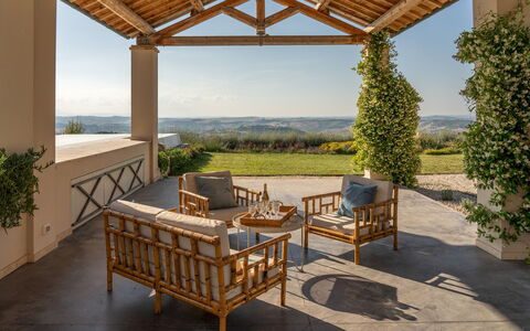 Villa Dianella 8+2: Furniture, Land Lot, Outdoor Furniture, Garden, Chair, Outdoor Structure, Shade, Landscaping, Patio, Porch