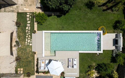 Masseria Muto 6: Swimming Pool, Composite Material, Resort, Garden, Water Feature, Landscaping, Backyard, Flagstone, Leisure, Shade