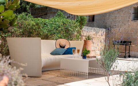 Masseria Muto 6: Outdoor Furniture, Shade, Flowerpot, Natural Material, Cushion, Couch, Houseplant, Living Room, Throw Pillow