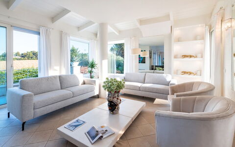 Villa Bianca 10: Furniture, Interior Design, Couch, Flooring, Floor, Living Room, Table, Home, Room, Wood