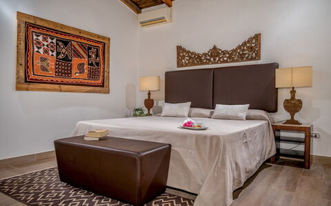 Villa Ashram 6: Bed, Furniture, Interior Design, Bedroom, Wall, Flooring, Floor, Bedding, Wood, Bed Sheet