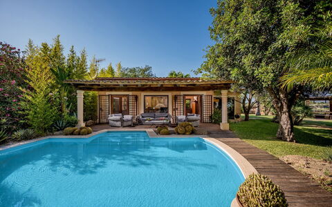 Villa Ashram 6: Swimming Pool, Resort, Eco Hotel, Estate, Shade, Garden, Backyard, Outdoor Furniture, Farmhouse, Water Feature