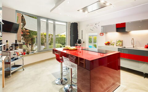 Villa Tiberio 6+2: Interior Design, Furniture, Kitchen, Flooring, Countertop, Ceiling, Floor, Lighting, Cabinetry, Kitchen Appliance