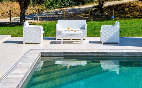 Villa Ardente 12+1: Outdoor Furniture, Swimming Pool, Furniture, Composite Material, Chair, Garden, Shade, Landscaping, Sunlounger, Design