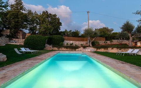 Trullo Luna 6+1: Swimming Pool, Blue, Composite Material, Water Feature, Hacienda, Resort, Thermae, Estate, Landscaping, Backyard