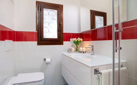 Villa Sandra 10: Bathroom, Plumbing Fixture, Flooring, Interior Design, Floor, Sink, Tap, Bathroom Sink, Plumbing, Tile