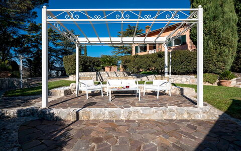 Tenuta Cavi 10: Furniture, Shade, Outdoor Furniture, Outdoor Structure, Garden, Porch, Gazebo, Pergola, Patio, Flagstone