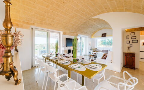 Kyvos 10: Furniture, Interior Design, Wall, Chair, Table, Ceiling, Kitchen & Dining Room Table, Flooring, Floor, Dining Room