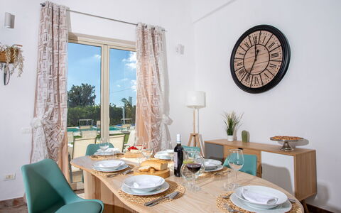 Profumo di Zagara 6+2: Furniture, Interior Design, Chair, Table, Flooring, Kitchen & Dining Room Table, Home, Floor, Room, Dining Room