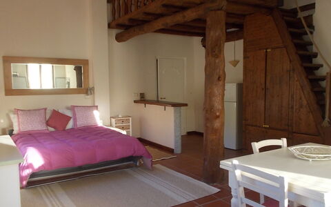 Villa Arbeio 8+6: Furniture, Interior Design, Floor, Flooring, Wall, Bed, Bedroom, Wood, Room, Ceiling