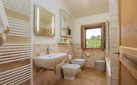 Casale la Cascina 8: Wall, Flooring, Floor, Interior Design, Door, Home, Plumbing Fixture, Bathroom, Room, Ceiling