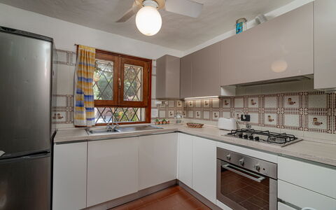Villa Pitrizzina 8: Kitchen, Kitchen Appliance, Countertop, Cabinetry, Interior Design, Major Appliance, Flooring, Wood, Ceiling, Kitchen Stove