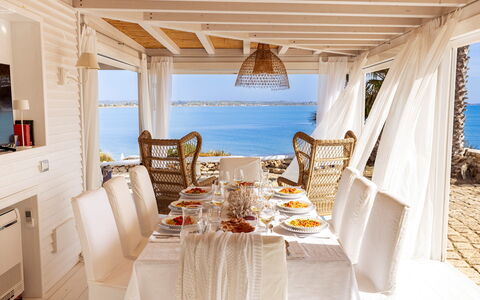 Baia L'Aura 8: Furniture, Table, Chair, Resort, Sea, Outdoor Furniture, Linens, Ocean, Tablecloth, Eco Hotel
