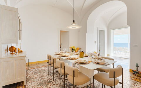 Villa Aristula 11: Furniture, Interior Design, Flooring, Table, Floor, Kitchen & Dining Room Table, Chair, Dining Room, Natural Material