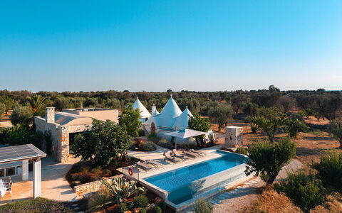 Trulli Fiori di Mandorlo 6: Swimming Pool, Estate, Resort, Landscaping, Eco Hotel, Hacienda, Umbrella, Villa, Resort Town, Outdoor Furniture