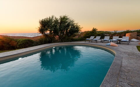 Villa Portobello 10+2: Blue, Water, Horizon, Swimming Pool, Sunlight, Sunrise, Dusk, Evening, Sunset, Outdoor Furniture