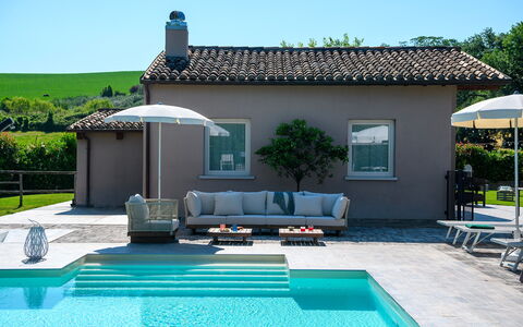Villa Isola 8+2: Swimming Pool, Outdoor Furniture, Furniture, Resort, Residential Area, Home, Composite Material, Estate, Shade, Garden
