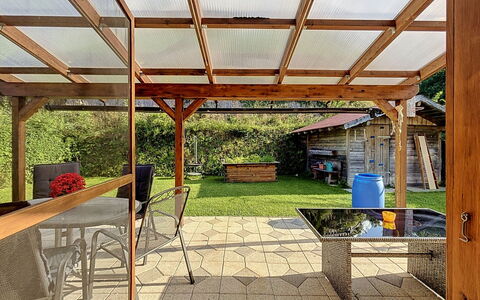 Ferienhaus Siegele: Wood, Garden, Shade, Outdoor Furniture, Outdoor Structure, Wood Stain, Backyard, Patio, Beam, Gazebo
