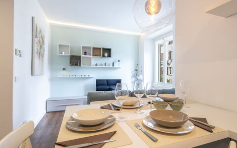 Genzianella Alpine Apartment: Flooring, Floor, Ceiling, Interior Design, Countertop, Kitchen, Cabinetry, Room, Major Appliance, Light Fixture