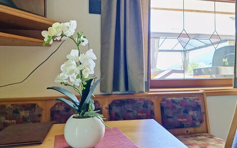 Arzl im Pitztal 15: Interior Design, Room, Floristry, Ceiling, Houseplant, Flowerpot, Curtain, Glass, Wood Stain