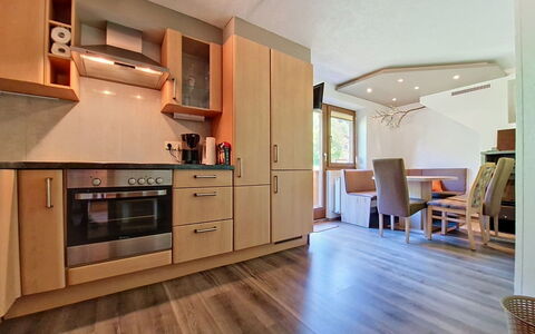 Arzl im Pitztal 15: Furniture, Interior Design, Flooring, Wood, Kitchen, Floor, Cabinetry, Ceiling, Countertop, Kitchen Appliance