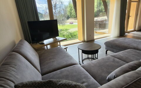 Ferienwohnung Schof: Flooring, Furniture, Floor, Interior Design, Home, Apartment, Couch, Living Room, Wood Stain
