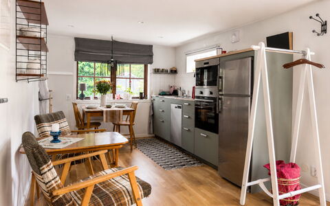 Solgläntan: Furniture, Interior Design, Wood, Flooring, Kitchen, Chair, Kitchen Appliance, Room, Home, Floor
