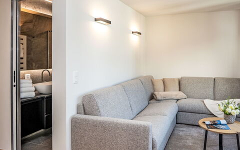 Chesa Zentrum 10B: Interior Design, Furniture, Wall, Flooring, Couch, Wood, Floor, Living Room, Room, Ceiling