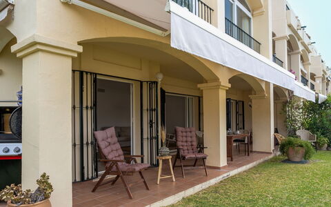 La Quinta Hills: Balcony, Shade, Wood Stain, Outdoor Structure, Outdoor Furniture, Porch, Chair, Villa, Houseplant, Hacienda