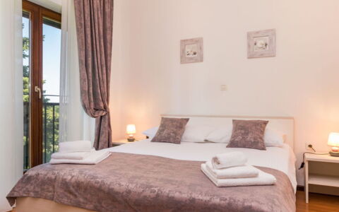 Villa Dominique: Interior Design, Furniture, Room, Floor, Linens, Bedroom, Bed, Curtain, Apartment, Bed Sheet