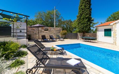 Villa Dominique: Blue, Outdoor Furniture, Swimming Pool, Resort, Chair, Flagstone, Villa