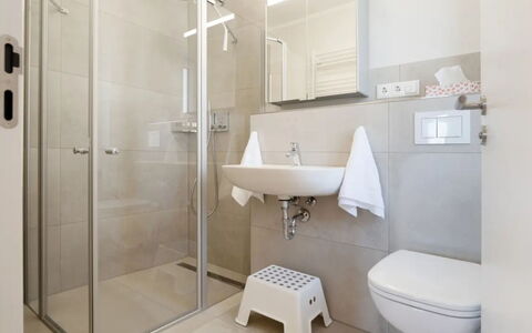 Reiterhof Rickert Glücksklee: Flooring, Interior Design, Floor, Bathroom, Plumbing Fixture, Toilet, Room, Ceiling, Sink, Plumbing