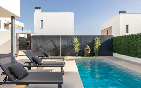 Villa Esencia: Swimming Pool, Composite Material, Outdoor Furniture, Sunlounger, Shade, Resort, Design, Balcony, Chaise Longue, Eco Hotel
