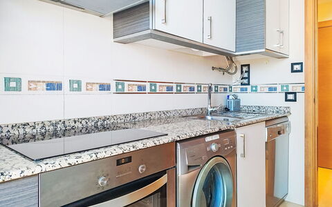 Marina Azul: Major Appliance, Kitchen, Flooring, Countertop, Floor, Apartment, Kitchen Appliance, Tile, Cabinetry, Kitchen Sink