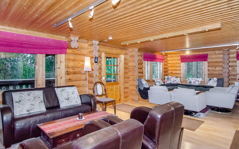 Lieksa 724: Home, Cottage, Log Cabin, Living Room, Hardwood, Wood Stain, Wood Flooring, Hut, Hotel