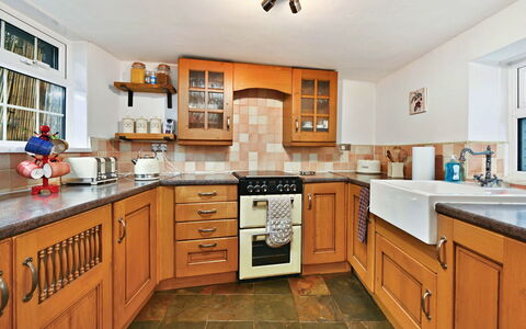 The Old Barn, Hadlow: Kitchen, Countertop, Cabinetry, Furniture, Kitchen Appliance, Interior Design, Flooring, Major Appliance, Wood, Drawer