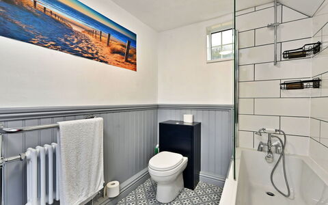 The Old Barn, Hadlow: Flooring, Plumbing Fixture, Floor, Bathroom, Interior Design, Tile, Toilet Seat, Plumbing, Toilet, Composite Material