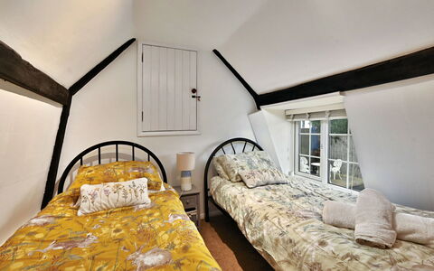 The Old Barn, Hadlow: Wood, Furniture, Home, Bedroom, Interior Design, Floor, Bed, Bedding, Ceiling, Bed Frame