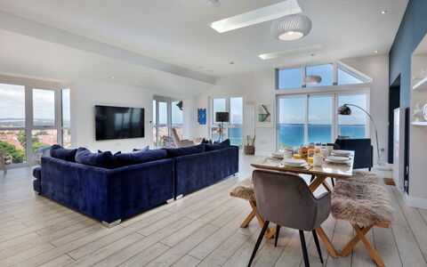 The Penthouse, Scarborough: Furniture, Interior Design, Flooring, Couch, Ceiling, Floor, Table, Living Room, Room