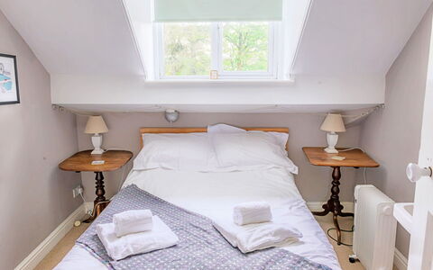 Evergreen Manor: Furniture, Bed, Bedroom, Interior Design, Bedding, Bed Sheet, Floor, Wood, Linens, Room